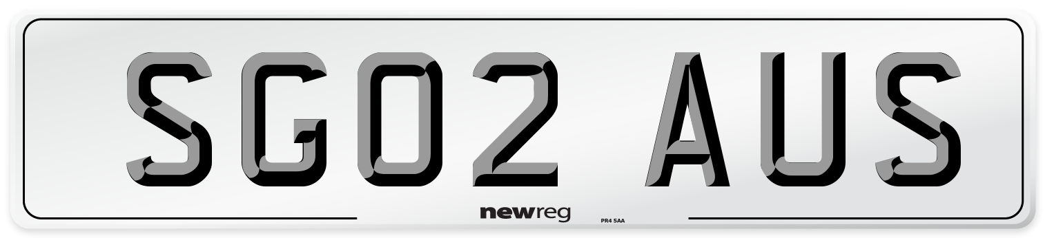 SG02 AUS Number Plate from New Reg